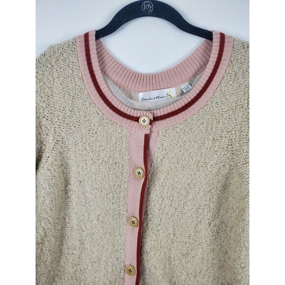 Charlie & Robin Anthropologie Sweater Medium Womens Long Sleeve Button Front Bei - Picture 5 of 9